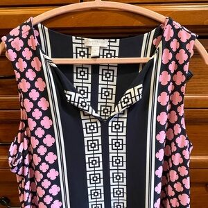 Charter Club Pink and Black Geometric Blouse